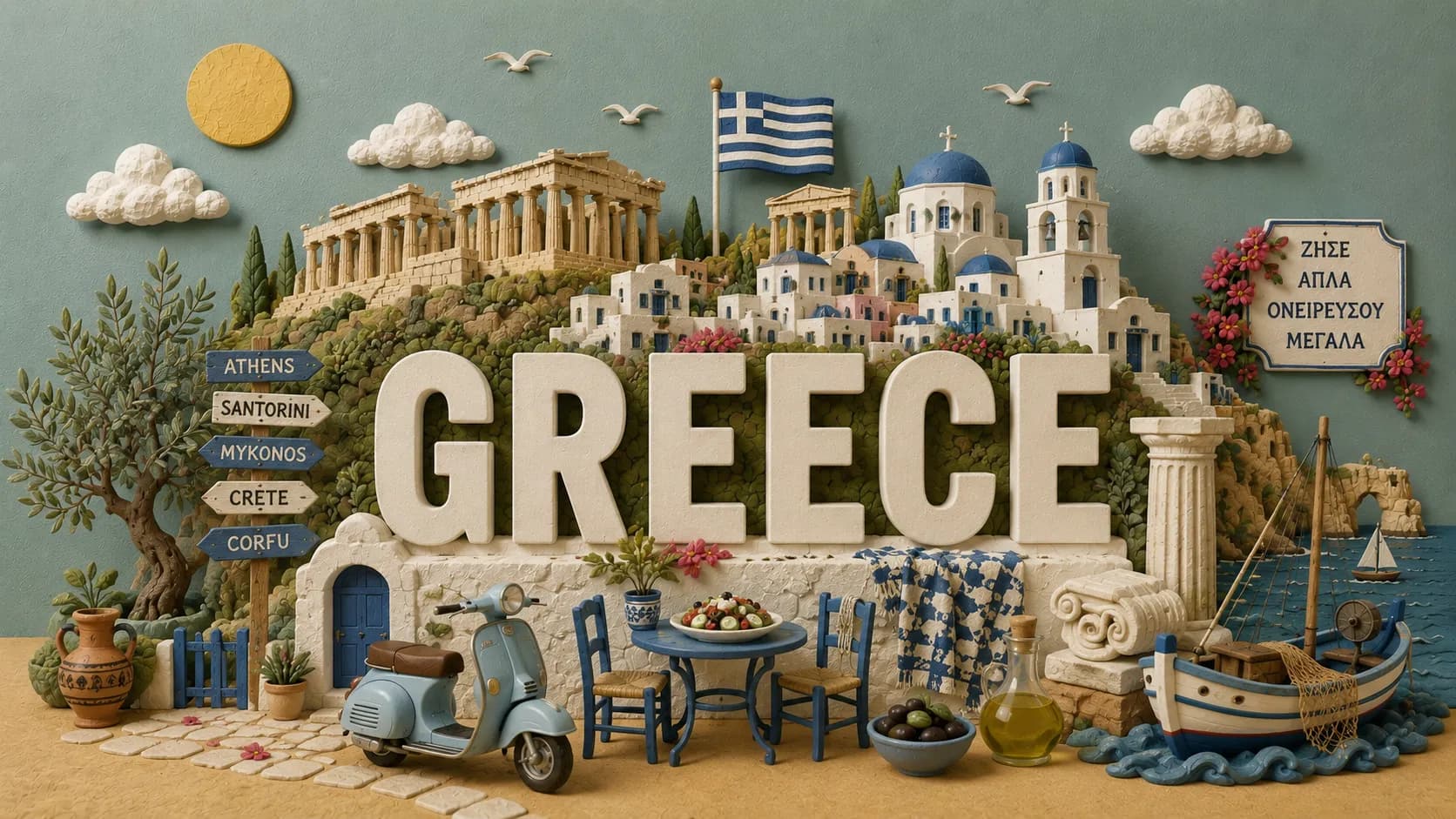 Greece — paper-craft illustration