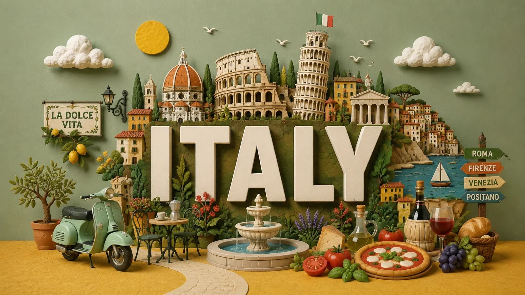 Italy — paper-craft illustration