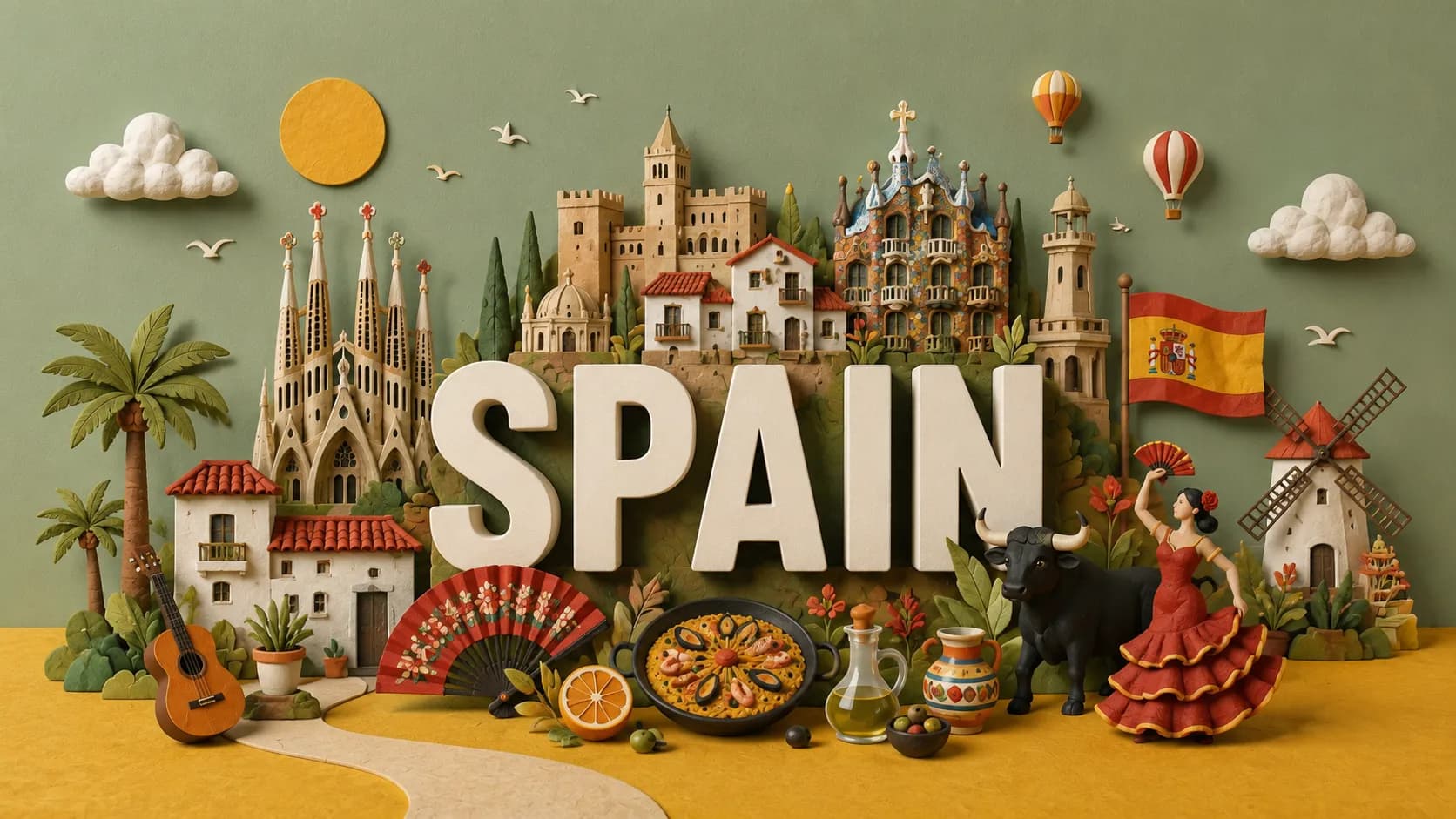 Spain — paper-craft illustration